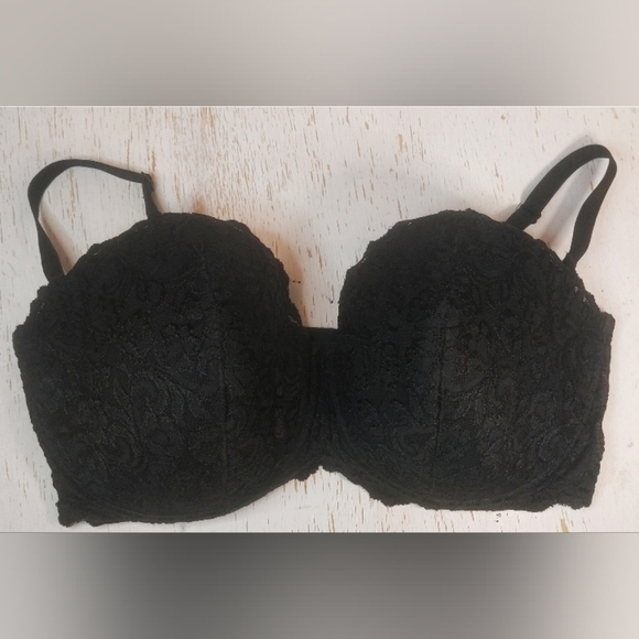 Smart and Sexy Black Lace Balconette Bra Size 42DD Adjustable Convertible Straps - Picture 5 of 11